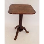 A 19th century oak occasional table on fluted column and triple feet, 50 x 51 x 77cm