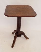 A 19th century oak occasional table on fluted column and triple feet, 50 x 51 x 77cm