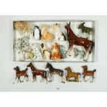 A collection of animal ornaments including Wade & USSR zebra