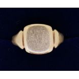 A 9ct gold signet ring, 5g, size Q