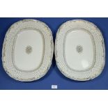 A pair of Victorian brown printed meat plates in the Napier pattern, 45cm wide