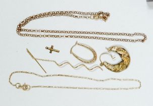 A 9 carat gold chain, ankle bracelet and other scrap gold 4.5g