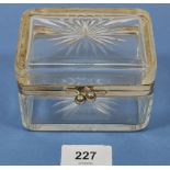 A cut glass and silver plated mounted trinket box, 10cm wide