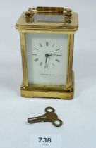 A Garrard & Co gilt brass carriage clock, 12cm