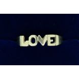 A 9 carat gold 'Love' ring, 1.9g, size N