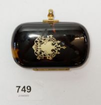 A Victorian tortoiseshell and gold picque work purse