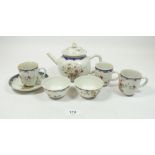 An 18th century Chinese famille rose porcelain part tea set comprising: three cups and one saucer,