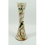 A Past Times tall vase decorated Victorian style birds and blossom, 36cm high