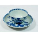 A 18th century Chinese blue and white tea bowl and saucer