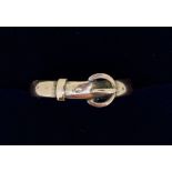 A Victorian 9 carat gold buckle ring, size N