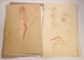 E A Marsh (Harrogate School of Art) folder of approx 30 life drawings 1937 & 38, 56 x 40cm approx