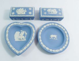 Two Wedgwood trinket boxes and two pin dishes