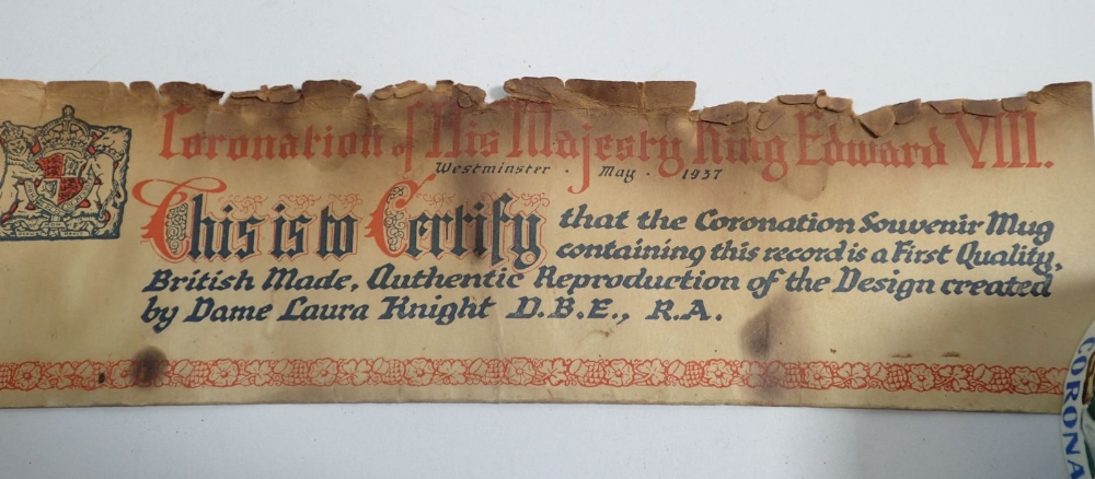 Dame Laura Knight King Edward VIII commemorative mug with paper label, hairline crack - Image 3 of 3
