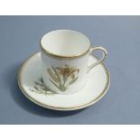 A Royal Worcester botanical Lily & Iris cup and saucer