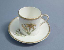 A Royal Worcester botanical Lily & Iris cup and saucer