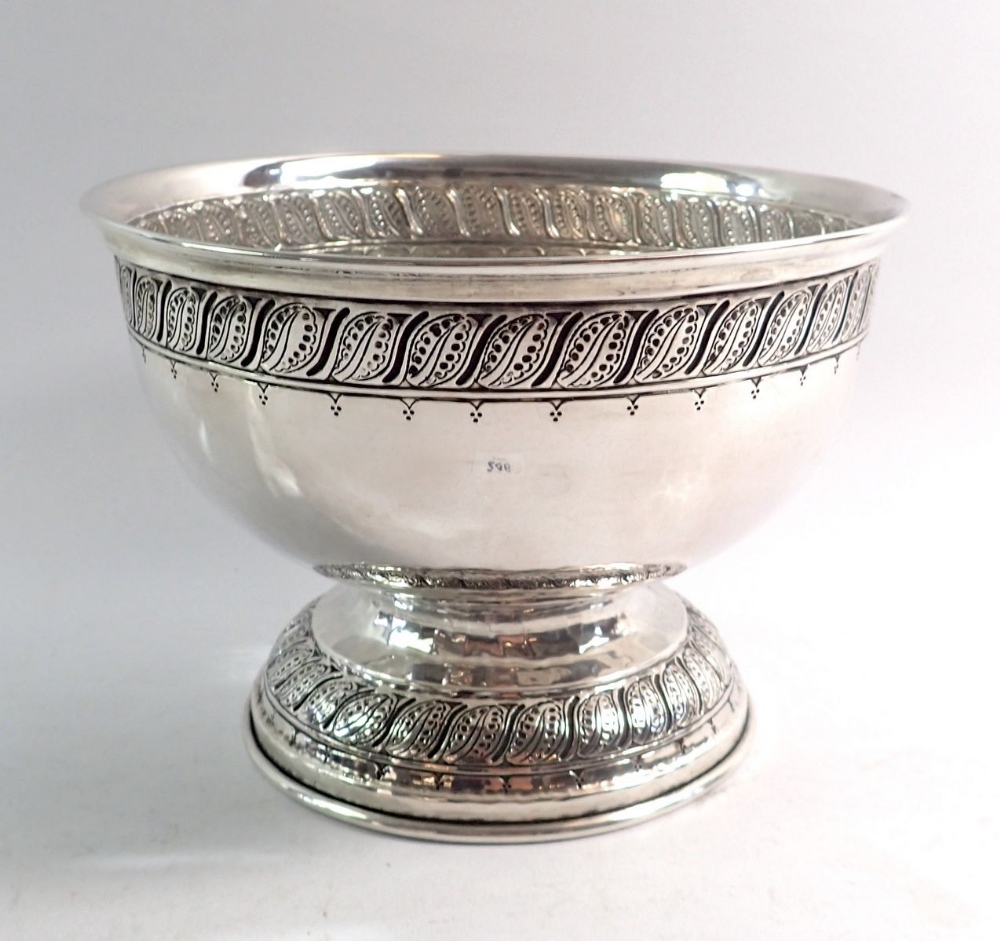 An Arts & Crafts silver rose bowl, Birmingham 1913 by Liberty & Co, 486g, 19cm diameter