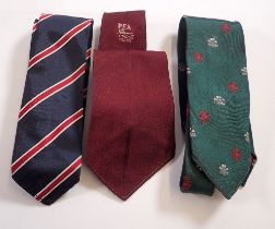 Three ties belonging to Berwyn Jones including 1962 Commonwealth Games (representing Wales), Student