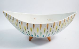 A 1950's retro Italian designed oval bowl on stick feet, 33cm across