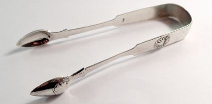 A silver pair of Georgian sugar tongs, 48g, Newcastle 1829