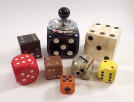 A quantity of dice and dice related items