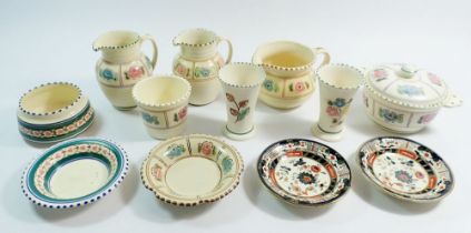 A collection of Honiton pottery and two Mason's pin dishes