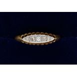 An 18 carat gold five stone diamond ring, size P, 2g