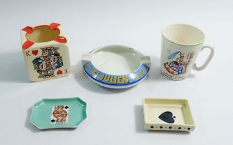 A Nursery Queen of Hearts cup, Carlton playing cards ashtray etc.