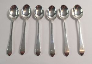 A set of six Scottish silver coffee spoons by R & W Sorley, Glasgow 1904