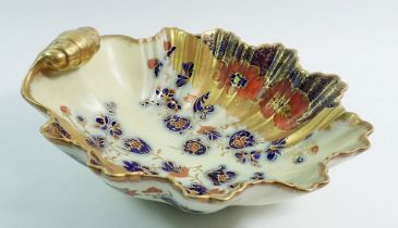 A Carlton Ware shell form dish with floral and gilt decoration, 25 x 23cm