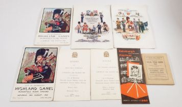 A group of ephemera relating to Berwyn Jones & The Highland Games including signed dinner programmes