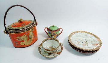 A group of Japanese egg shell tea ware