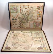 An antique map of Gloucestershire by John Speede 43 x 53cm and another later map of Herefordshire