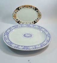 A large Victorian meat plate 'Jessamine Border' 50cm and an Ashworths tureen stand