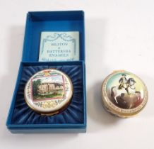 A Longleat Halcyon Days commemorative enamel box - boxed and a George Washington box