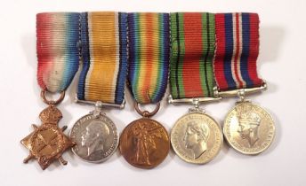 A set of five WWI and WWII miniature medals