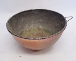 A Victorian large domed copper mixing bowl, 42cm