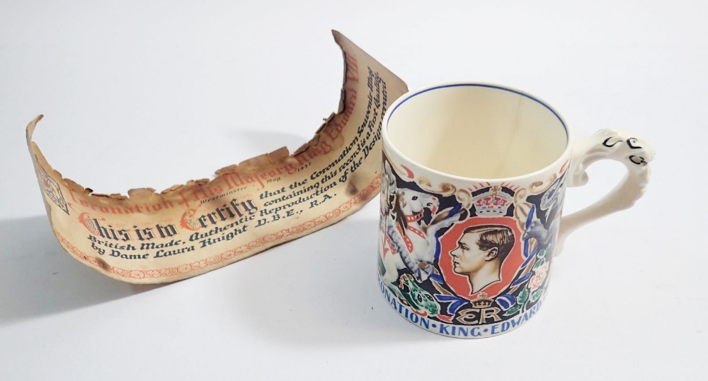 Dame Laura Knight King Edward VIII commemorative mug with paper label, hairline crack