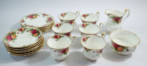 A Royal Albert Old Country Roses tea service to include six cups and saucers, six tea plates, milk