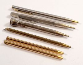 A silver pencil and various other extending pencils including Eversharp