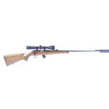 Ⓕ (S1) .22 CZ 452-2E bolt action rifle, 24 ins screw cut barrel fitted with SAK moderator, 8 shot