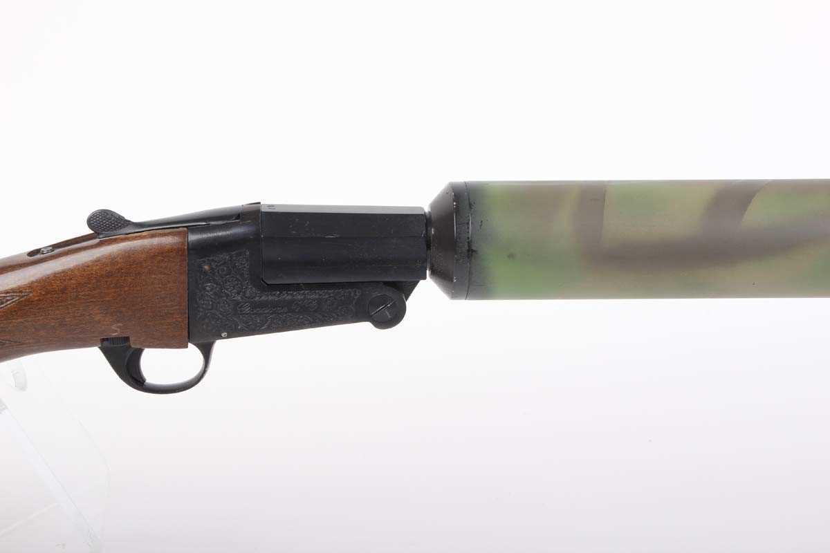 Ⓕ (S2) 12 bore Pedretti Hushpower single, 31 ins fully moderated camo-painted barrel, 70mm - Image 3 of 9