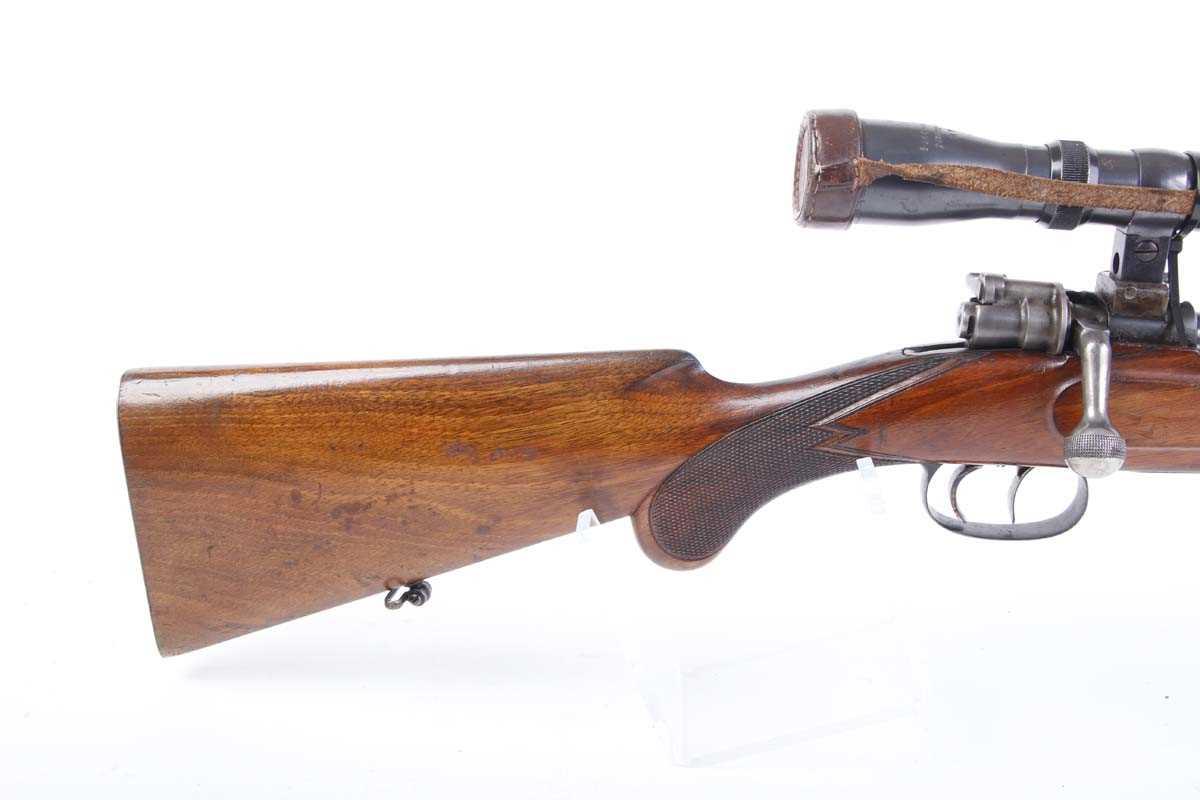 Ⓕ (S1) 8x57mm Mauser bolt action rifle, internal magazine, 25 ins sighted barrel, double set - Image 2 of 9