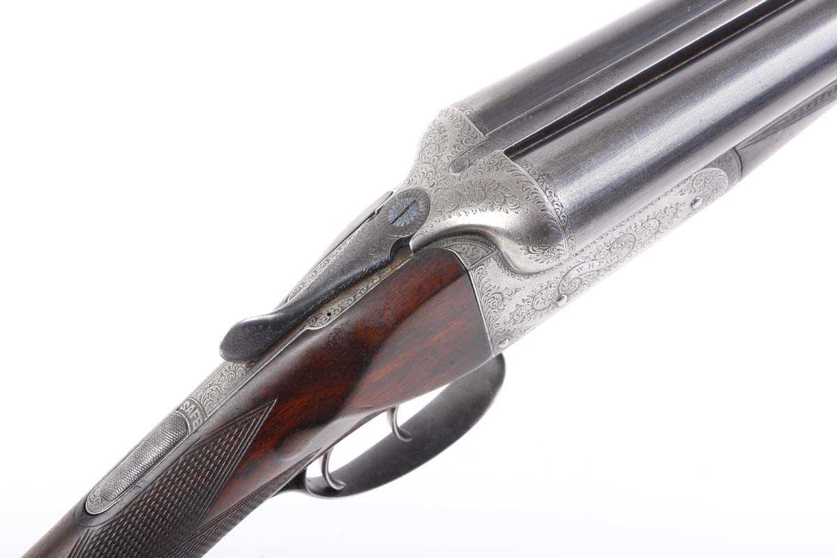 Ⓕ (S2) 12 bore boxlock ejector by W. R. Pape, 30 ins barrels, ic & ¾, tapered concave top rib with - Image 5 of 7