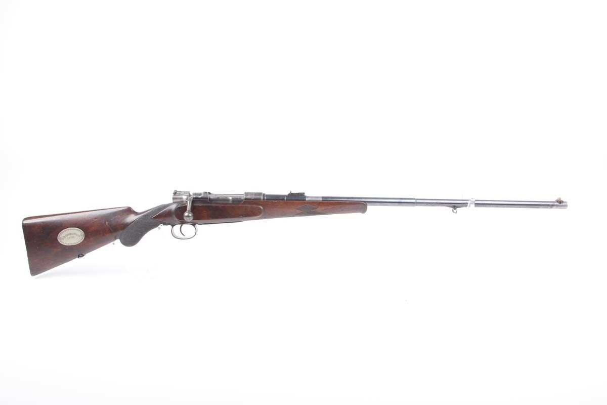 Ⓕ (S1) 7 x 57mm DWM Mauser bolt action sporting rifle, 27½ ins three-stage barrel (CIP proof), blade