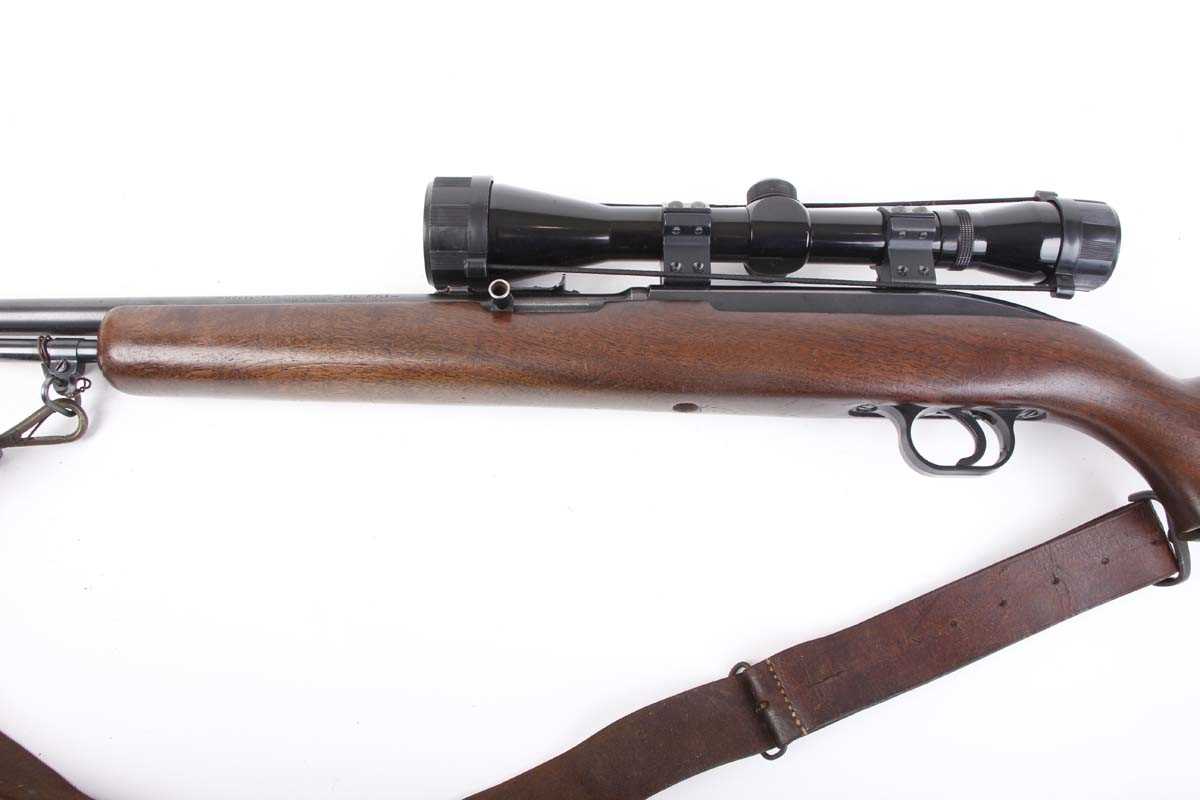Ⓕ (S1) .22 Winchester Model 77 semi automatic rifle, 22 ins threaded barrel, open sights, tube - Image 7 of 8