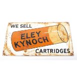 An enamelled retailer sign for Eley Kynoch 'We Sell Eley Kynoch Cartridges' 18½ ins x 10¼ ins