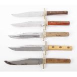 Five Mortons of Sheffield bowie knives6in blades