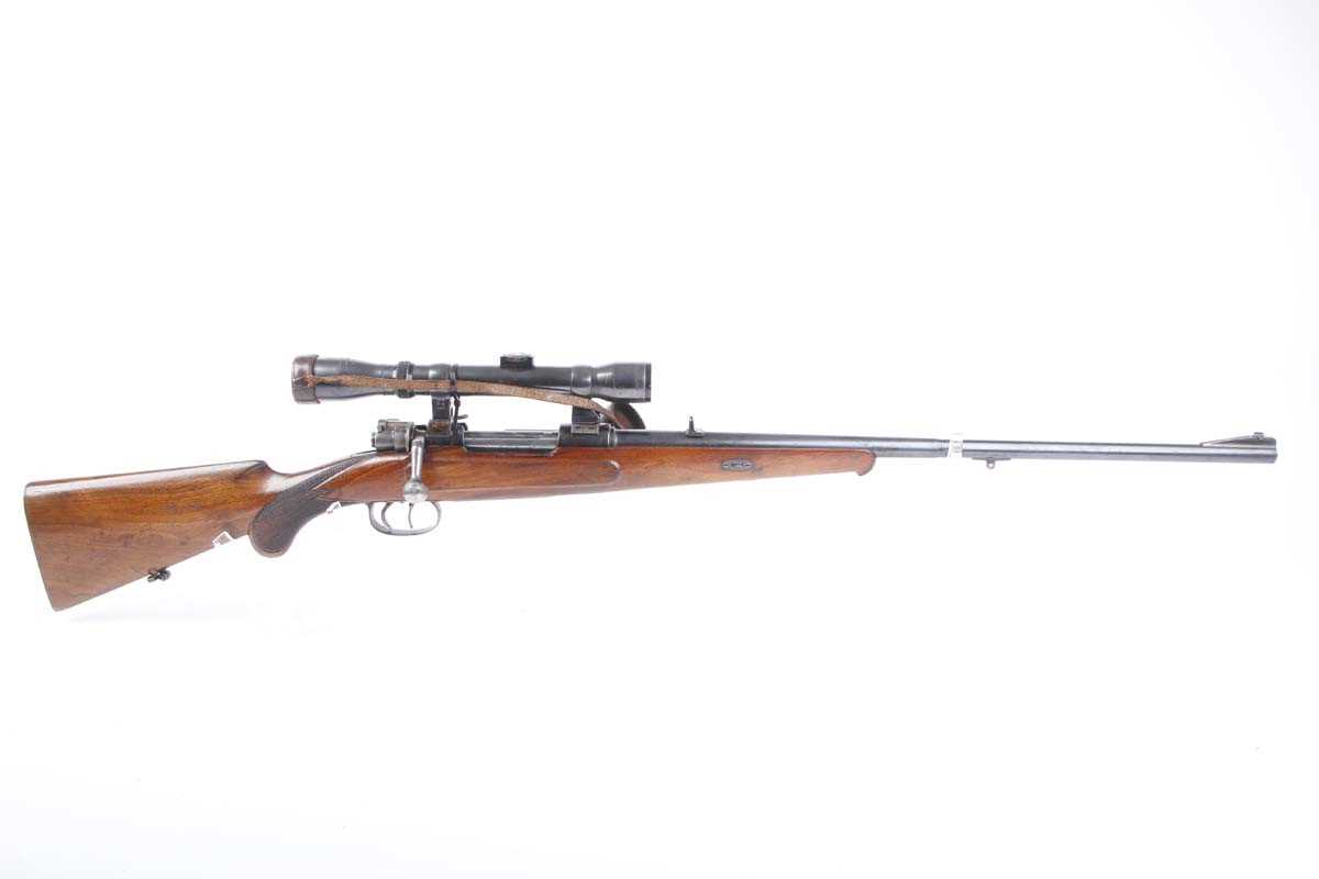 Ⓕ (S1) 8x57mm Mauser bolt action rifle, internal magazine, 25 ins sighted barrel, double set