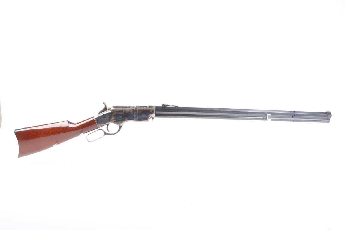 Ⓕ (S1) .44-40 Uberti Model 1860 Henry lever action rifle, 24 ins octagonal barrel with blade and - Image 2 of 8