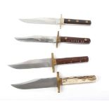 Four Sheffield-made bowie knives, maker's including Williams Rodgers, J. Nowill & Sons, and Mortons